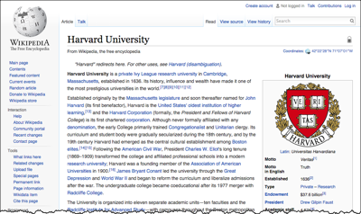 Wikipedia Harvard University