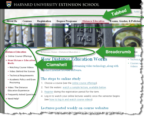 Harvard Extension School Navigation