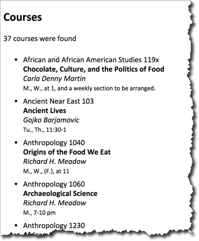 course list