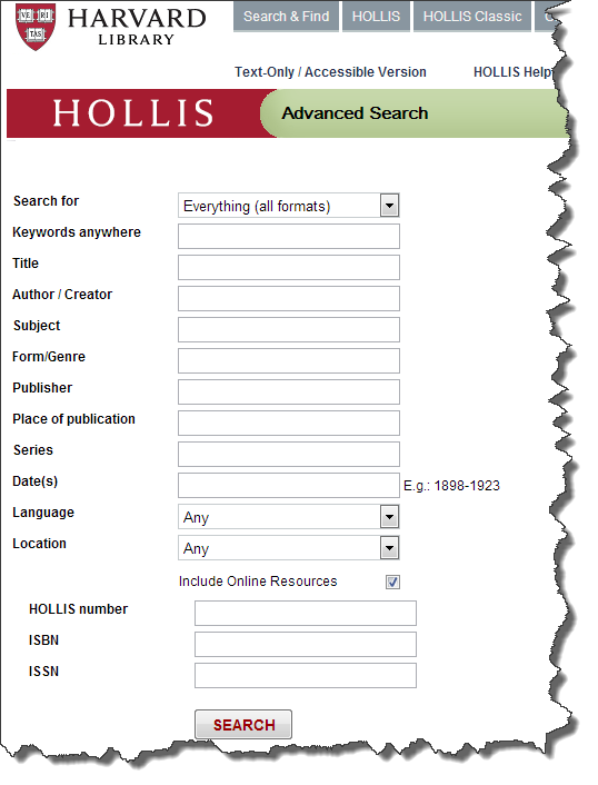 library advanced search form