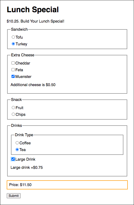 lunch menu