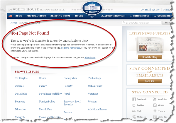 404 Not Found for Whitehouse